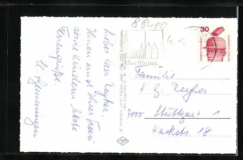 AK Oberbalzheim, Ortsansicht und Rathaus