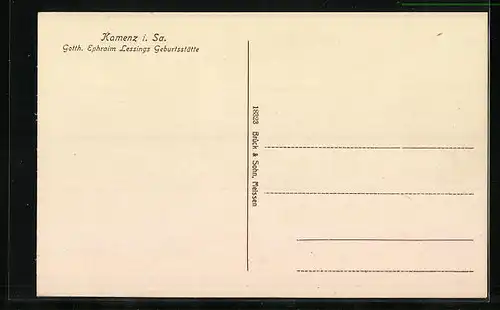 AK Kamenz i. Sa., Lessings Geburtsstätte