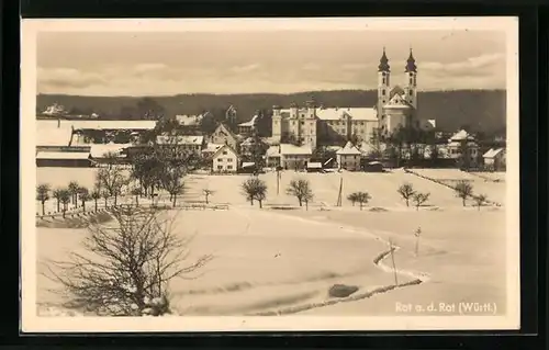 AK Rot a. d. Rot, Ortsansicht im Schnee