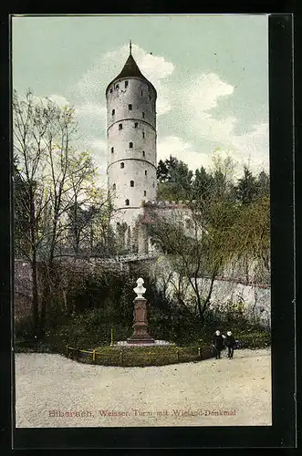 AK Biberach, Weisser Turm mit Wieland-Denkmal