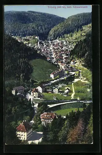 AK Triberg, Ortsansicht aus der Vogelschau