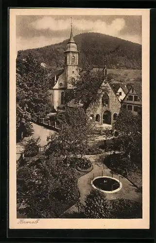 AK Herrenalb, Kirche aus der Vogelschau