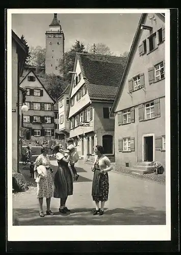 AK Biberach /Riss, Strassenpartie mit Metzgerei