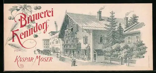 Vertreterkarte Henndorf, Brauerei Henndorf von Kasper Moser, Blick auf das Brauereihaus