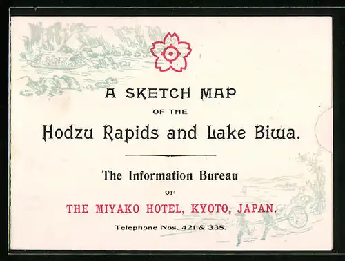 Vertreterkarte Kyoto, The Miyako Hotel, Sketch Map of the Hodzu Rapids and Lake Biwa