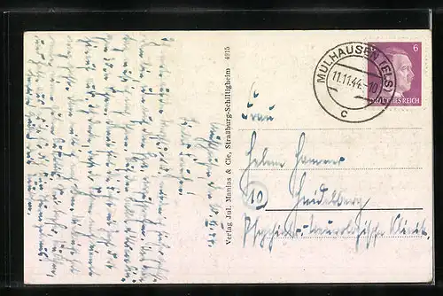 AK Mülhausen, Kolmarerstrasse mit Passanten