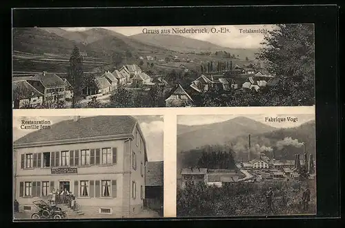 AK Niederbruck, Restaurant Camille Jenn, Fabrique Vogt, Totalansicht