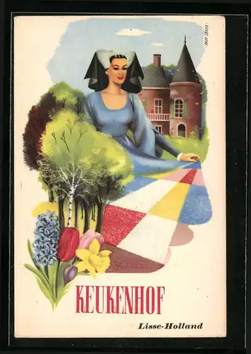 Künstler-AK Keukenhof, Exposition Florale Nationale, Lisse-Holland
