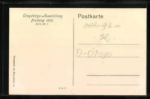 AK Freiberg, Erzgebirgs-Ausstellung 1912, Karte Nr. 7, Messegelände