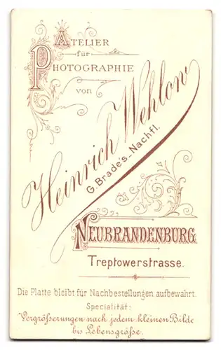 Fotografie Heinr. Wehlow, Neubrandenburg, Treptowerstr., Portrait junger charmanter Mann im eleganten Jackett