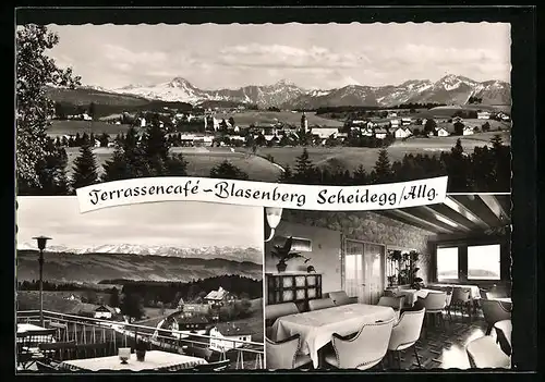 AK Scheidegg / Allgäu, Terrassencafé Blasenberg, Gesamtansicht
