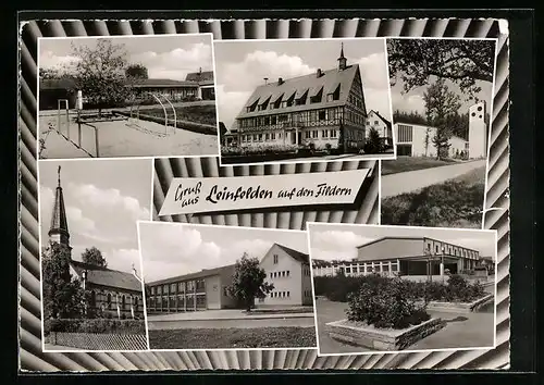 AK Leinfelden / Fildern, Kirche, Spielplatz, Gebäudeansichten