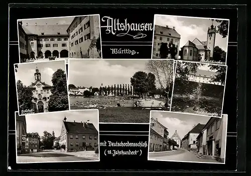 AK Altshausen / Württbg., Schloss, Rathaus, Strandbad
