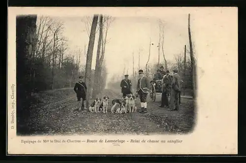 AK Lamorlaye, Equipage de Mgr le Duc de Chartres, Relai de chasse au sanglier