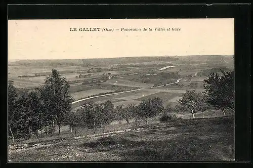 AK Le Gallet, Panorama de la Vallée et Gare