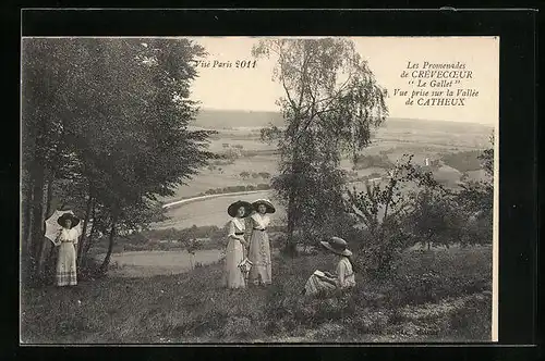 AK Crevecoeur, les Promenades, Vue prise sur la Vallée de Catheaux