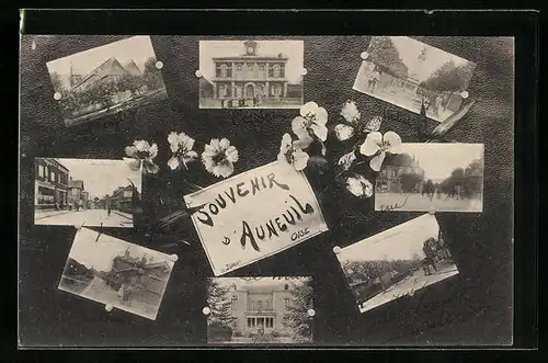 AK Auneuil, Monument, Une Rue, la Gare