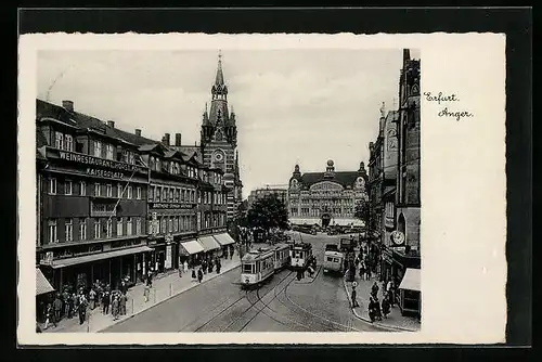 AK Erfurt, Strassenbahnverkehr auf dem Anger