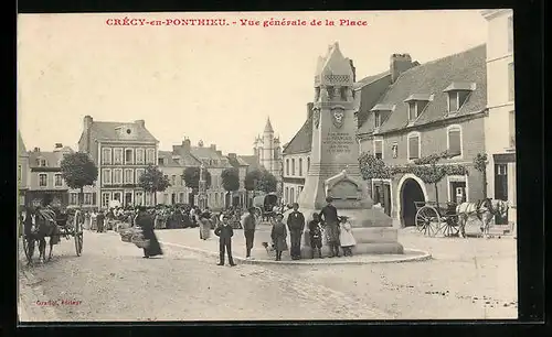 AK Crecy-en-Ponthieu, Vue generale de la Place