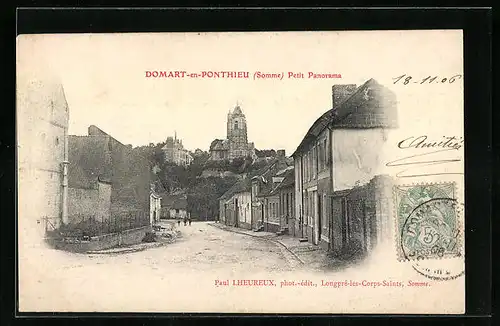 AK Domart-en-Ponthieu, Petit Panorama, L`Eglise