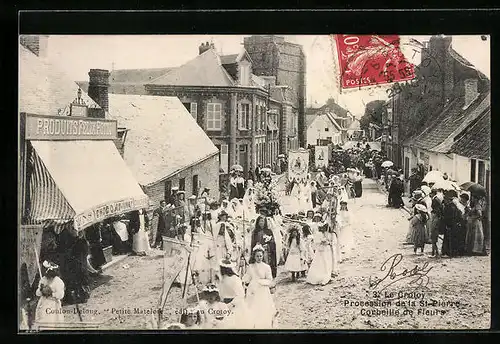 AK Le Crotoy, Procession de la St-Pierre Corbeille de Fleure