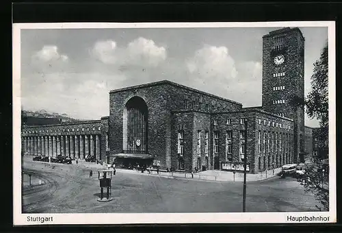 AK Stuttgart, die Fassade des Hauptbahnhof