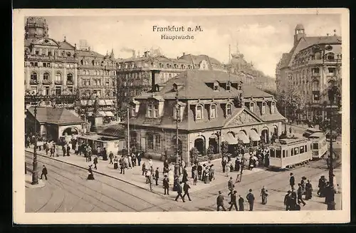 AK Frankfurt am Main, eine Strassenbahn vor der Hauptwache