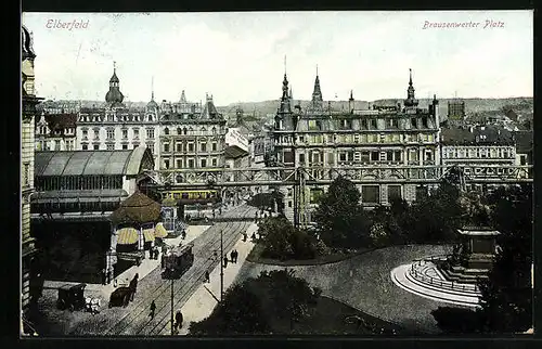 AK Wuppertal, Elberfeld, die Schwebebahn am Brausenwerter Platz