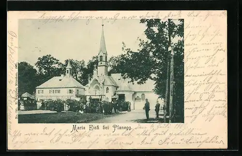 AK Planegg, Männer vor dem Augustinerkloster Maria Eich