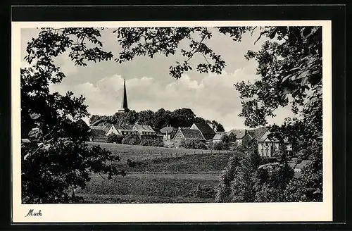 AK Much, Blick auf den kleinen Ort und die Kirche