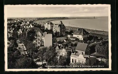 AK Cuxhaven-Döse, Blick a. d. Strichweg grüner Strand, Nordseeblick