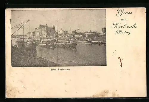 AK Karlsruhe, Schiffe im städtischen Rheinhafen
