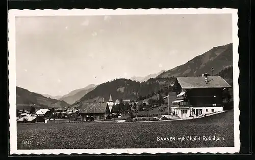 AK Saanen, Ortsansicht mit Chalet Rüblihorn