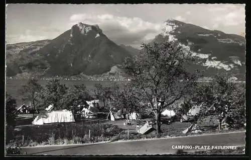 AK Faulensee, auf dem Camping-Platz