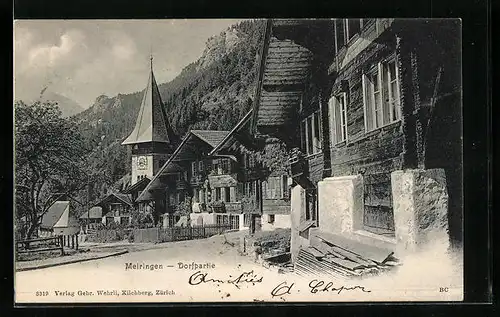 AK Meiringen, Dorfpartie an der Kirche