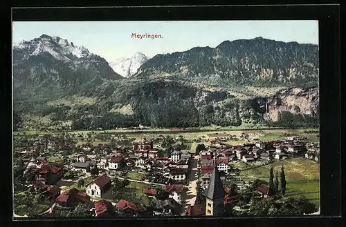 AK Meyringen, Totalansicht der Stadt, Blick auf die Berge