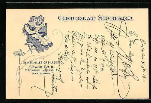 AK Chocolat Suchard, Mutter und Tochter geniessen eine Tafel Schokolade