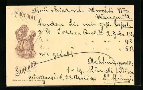 AK kleine Mädchen spielen Verstecken und essen Schokolade, Chocolat Suchard