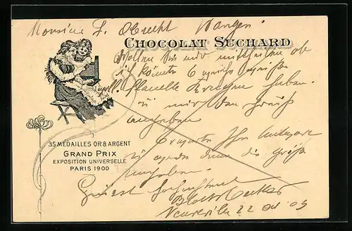 AK Chocolat Suchard, Mutter und Tochter geniessen eine Tafel Schokolade