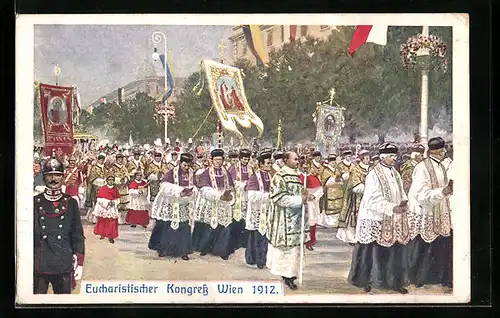 AK Wien, Eucharistischer Kongress 1912, Strassenzug der Gläubigen