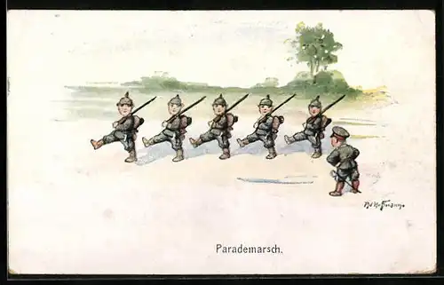Künstler-AK Ad. Hoffmann: Soldaten beim Parademarsch