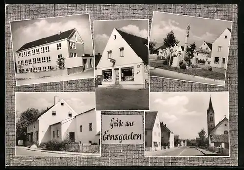 AK Ernsgaden, Kirche, Mariensäule, Warenhandlung