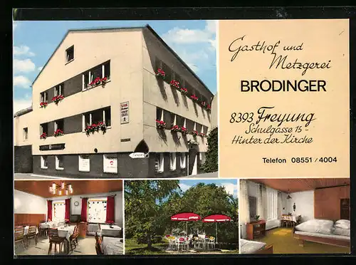 AK Freyung, Gasthof und Metzgerei Brodinger, Schulgasse 15