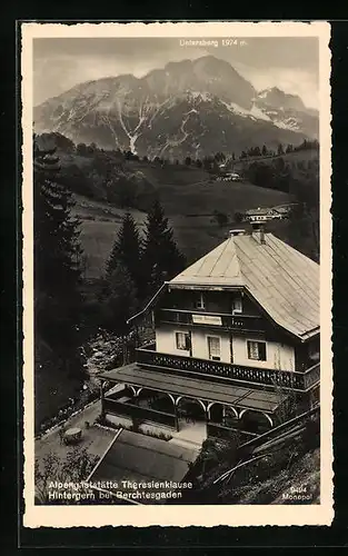 AK Hintergern b. Berchtesgaden, Alpengaststätte Theresienklause
