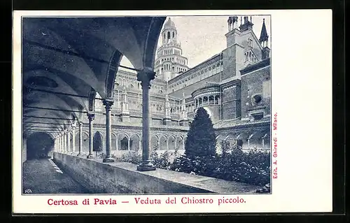 AK Certosa di Pavia, Veduta del Chiostro piccolo