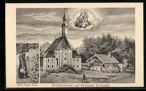Künstler-AK Kirchwald, Wallfahrtskirche und Einsiedelei