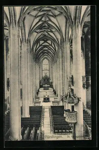 AK Nördlingen, St. Georgskirche, Innenansicht