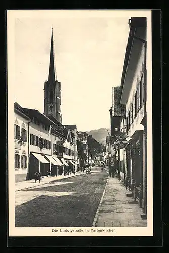 AK Partenkirchen, Ludwigstrasse mit Geschäften