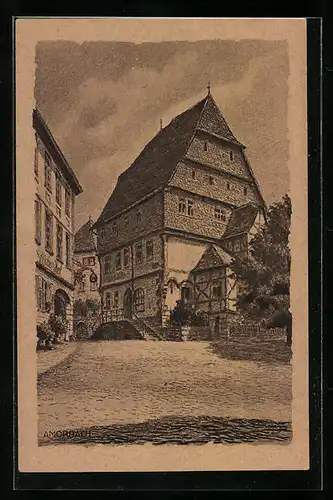 Künstler-AK Amorbach /Unterfranken, Altes Rathaus