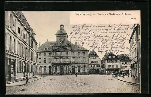 AK Weissenburg i. E., Markt mit Rathaus